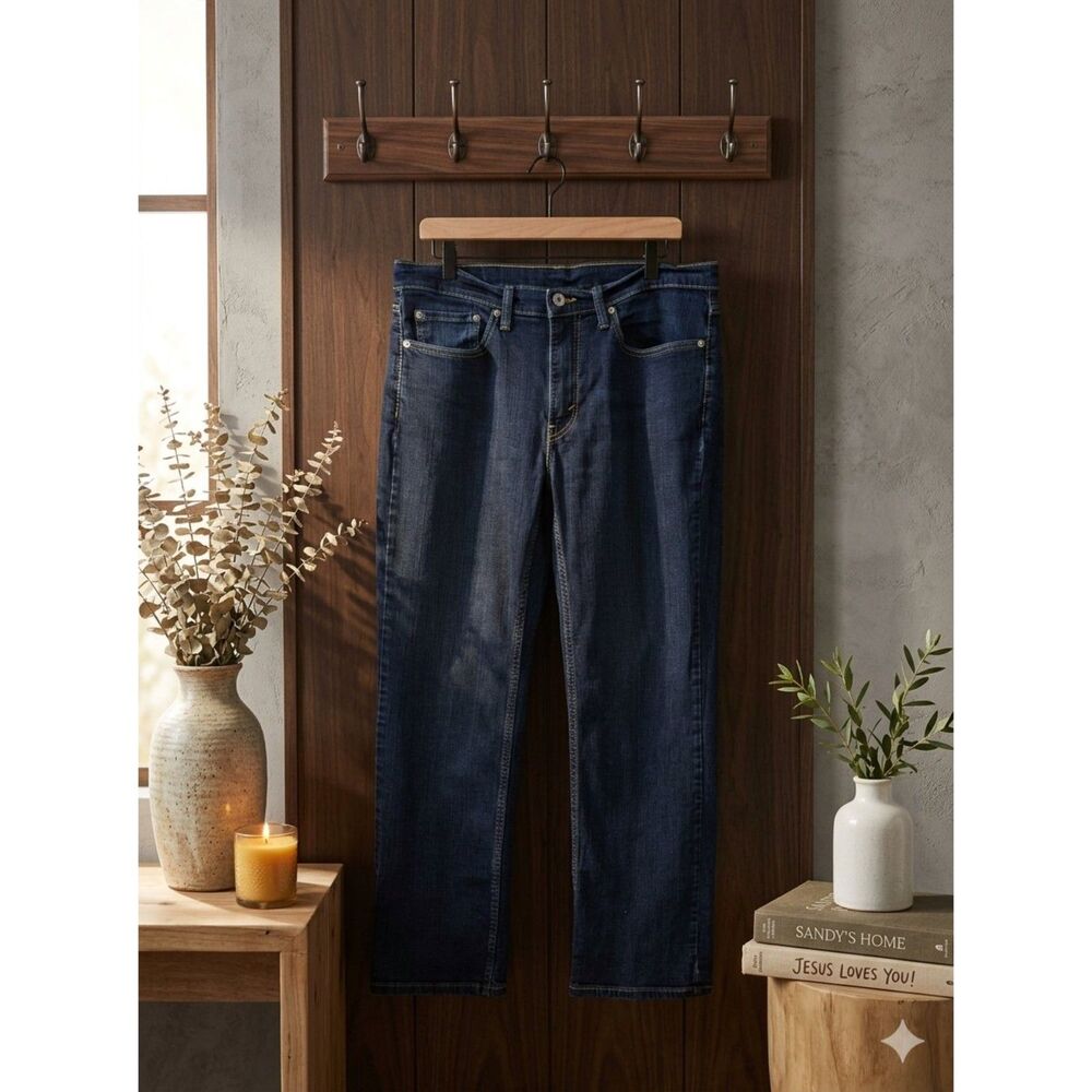 Levis 514 Jeans Mens 34x30 Blue Denim Straight Fit Stretch 5 Pocket Casual